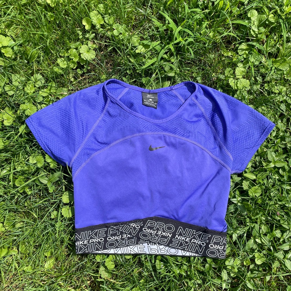 Blue Nike Pro crop top